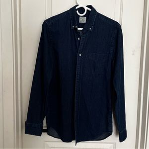 J. Crew Cotton Denim Chambray Blue Button Up Shirt Size XS